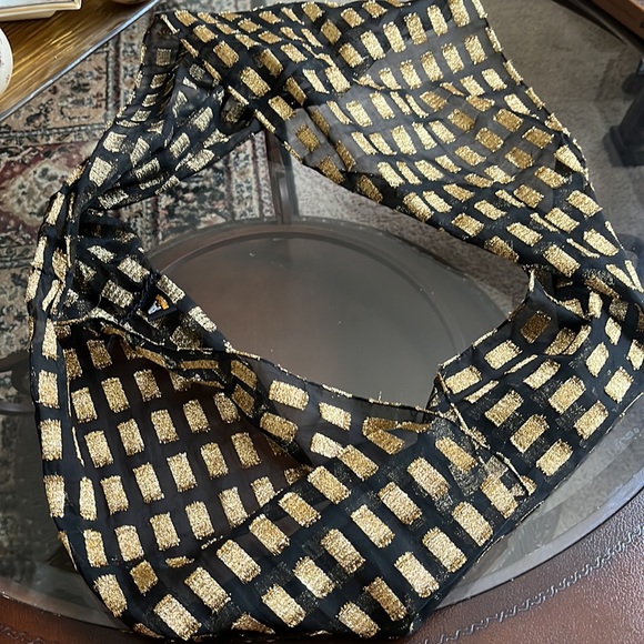 Infinity Scarf Black with Gold Metallic Thread - Picture 8 of 8